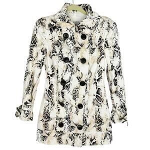 bebe Y2K Snake Skin Print Stretch Double Breasted Cotton‎ Trench Coat Sz XS